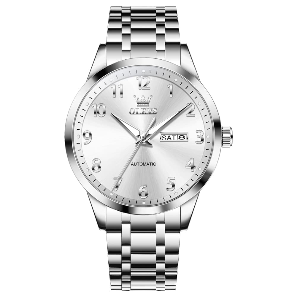 OLEVS 7078 Arabic Numeral Dual Calendar Automatic Watch For Men