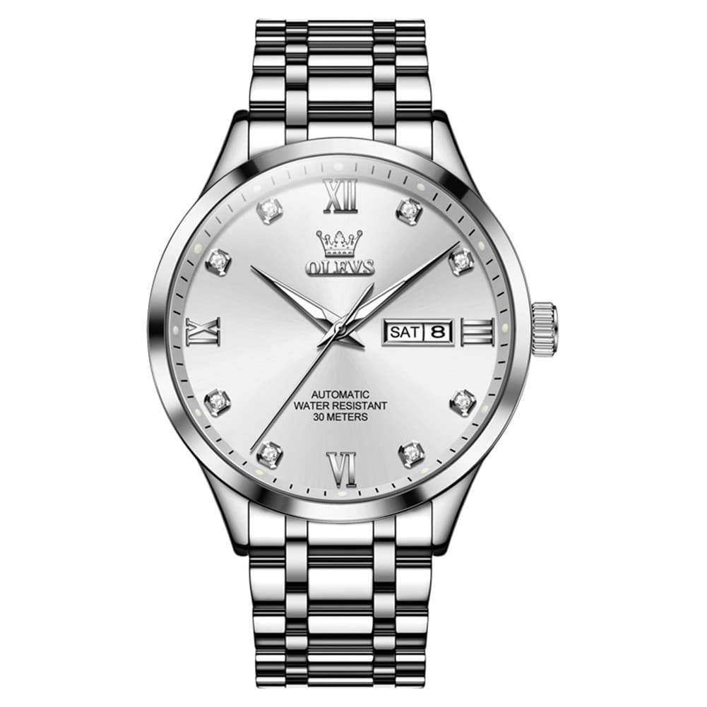 OLEVS Couple Watches Diamond Dial Automatic Mechanical Watch 9946 Steel Band for His and Hers