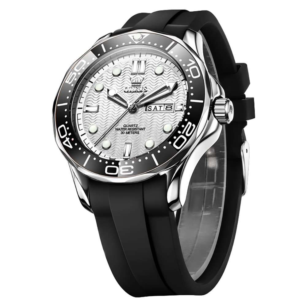 OLEVS 3738 Wave Dial Dive Style Quartz Watch for Men