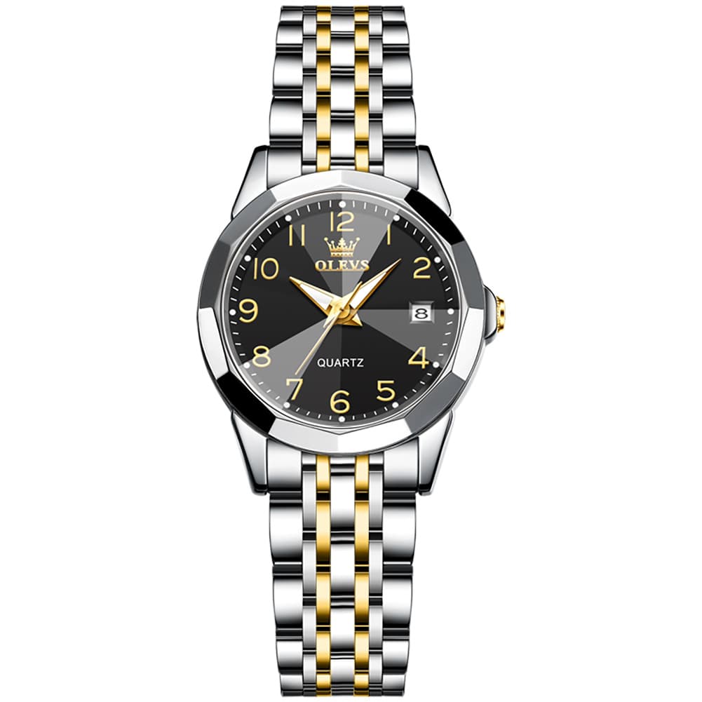 OLEVS 9970 3D Rhombic Faceted Glass Date Watch for Women