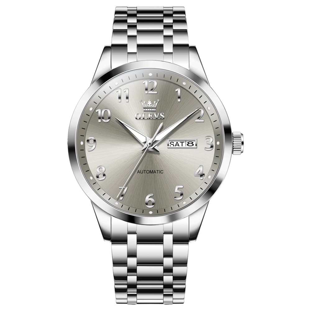 OLEVS 7078 Arabic Numeral Dual Calendar Automatic Watch For Men