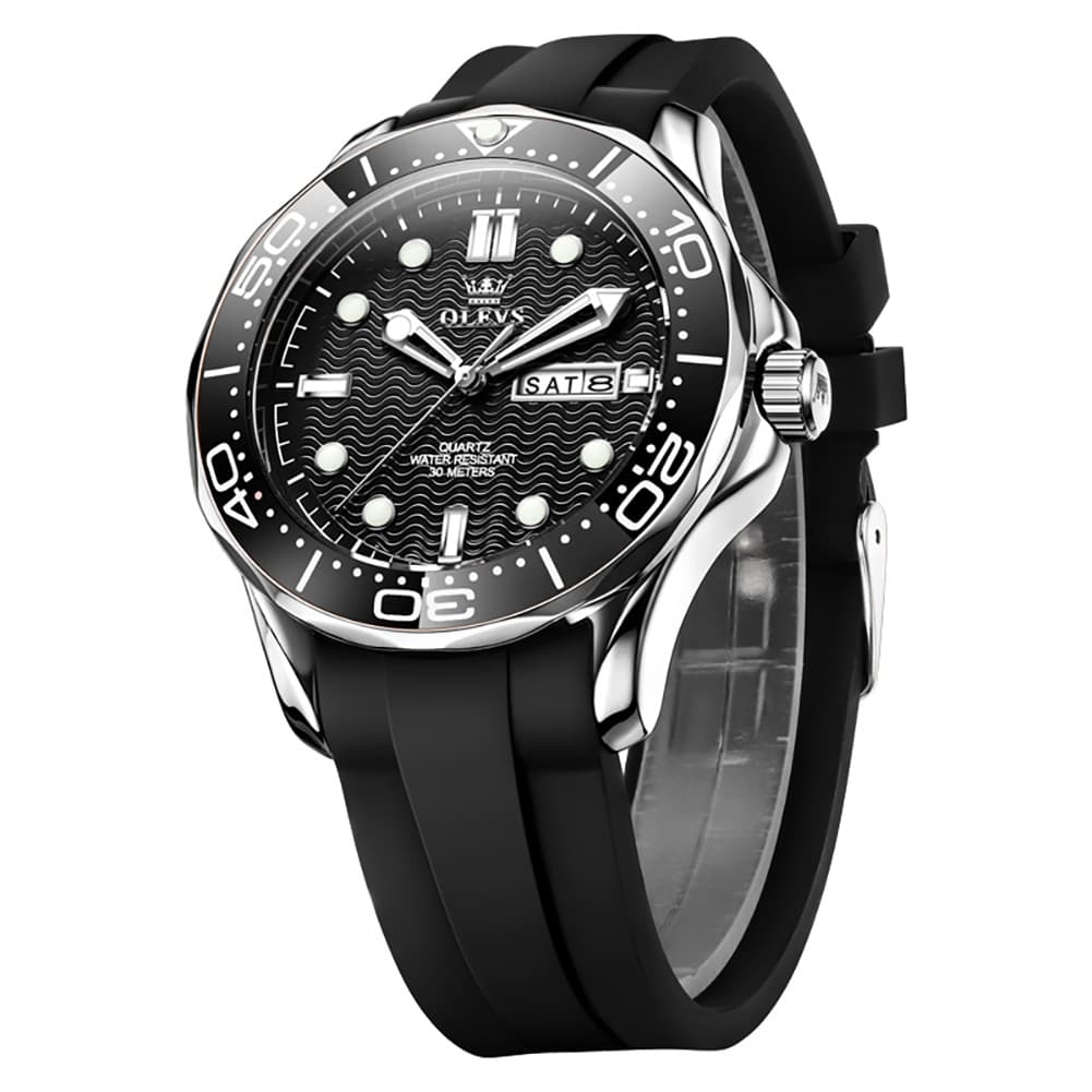 OLEVS 3738 Wave Dial Dive Style Quartz Watch for Men