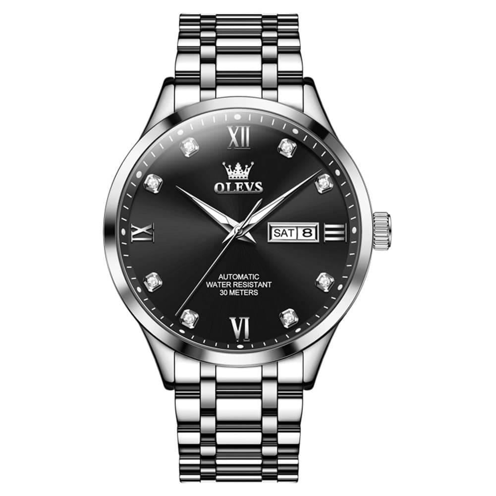 OLEVS Couple Watches Diamond Dial Automatic Mechanical Watch 9946 Steel Band for His and Hers