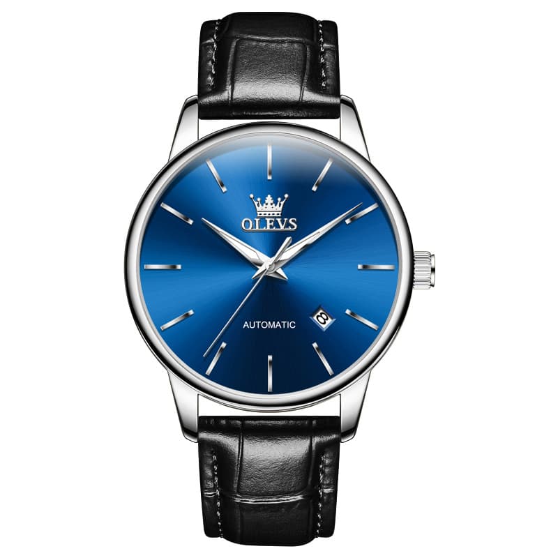 OLEVS 6725 Minimalist Leather Strap Automatic Mechanical Lightweight Watch For Men