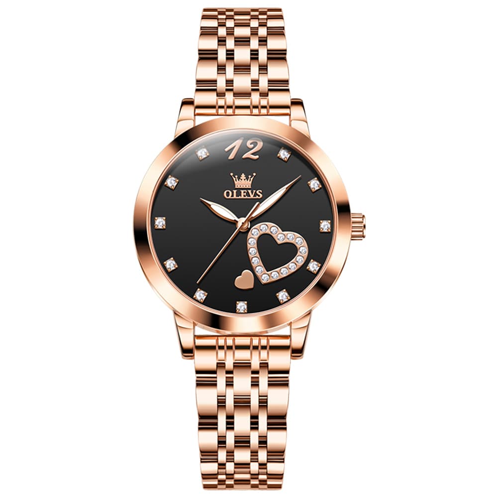 OLEVS 5189 Heart Motif Milanese Mesh Quartz Watch for Women