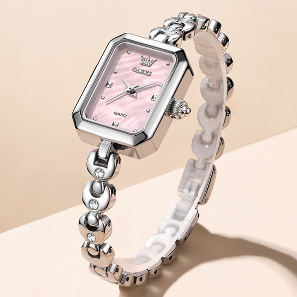 OLEVS 3665 Rectangular Mother of Pearl Jewelry Bracelet Watch For Women