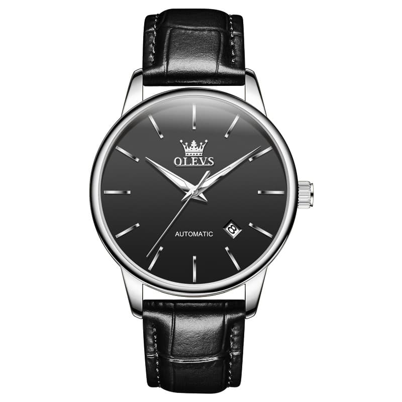 OLEVS 6725 Minimalist Leather Strap Automatic Mechanical Lightweight Watch For Men