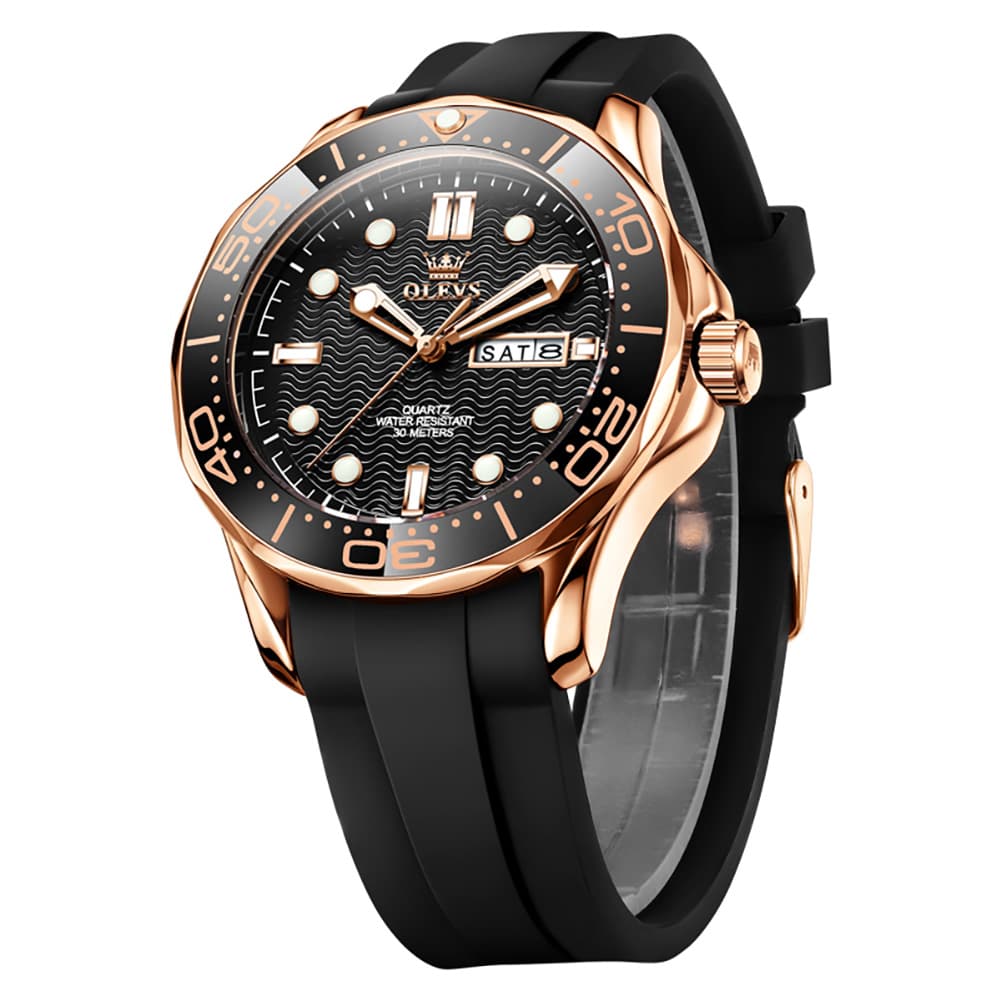OLEVS 3738 Wave Dial Dive Style Quartz Watch for Men