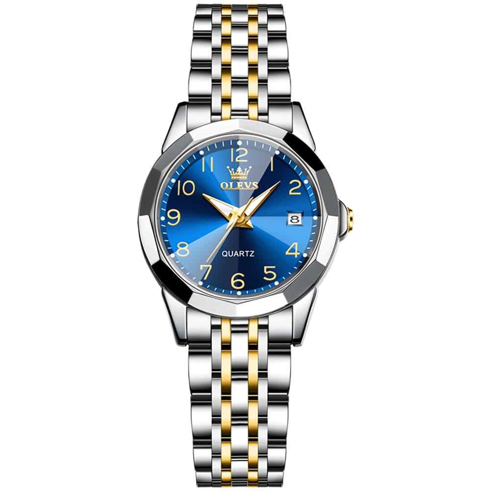 OLEVS 9970 3D Rhombic Faceted Glass Date Watch for Women