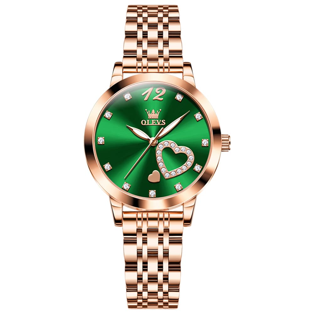 OLEVS 5189 Heart Motif Milanese Mesh Quartz Watch for Women
