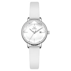 OLEVS 5656 Diamond Cut Faceted Crystal Quartz Watch Leather or Steel Bracelet Elegant Dress Timepiece for Women