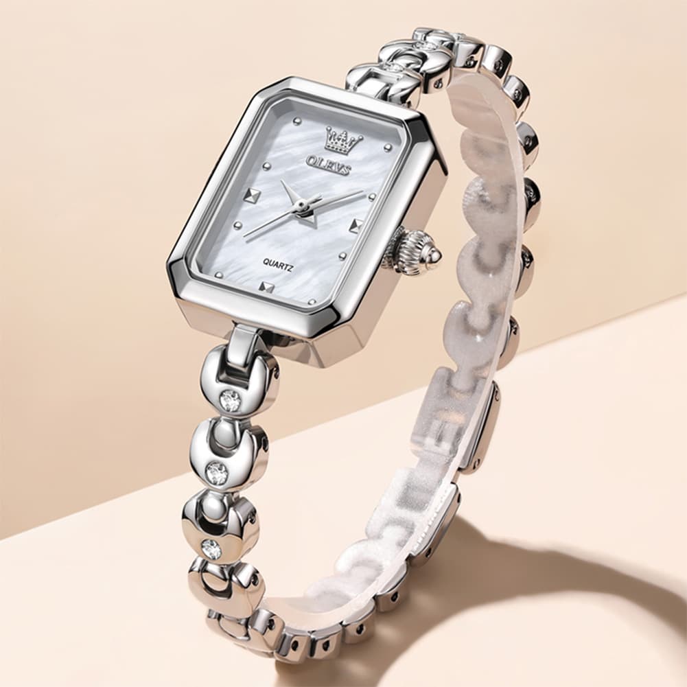 OLEVS 3665 Rectangular Mother of Pearl Jewelry Bracelet Watch For Women