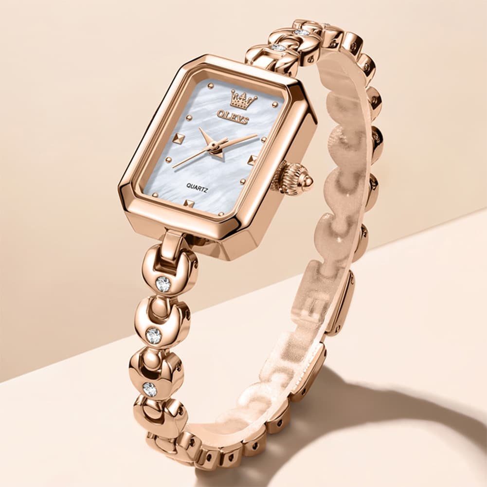OLEVS 3665 Rectangular Mother of Pearl Jewelry Bracelet Watch For Women