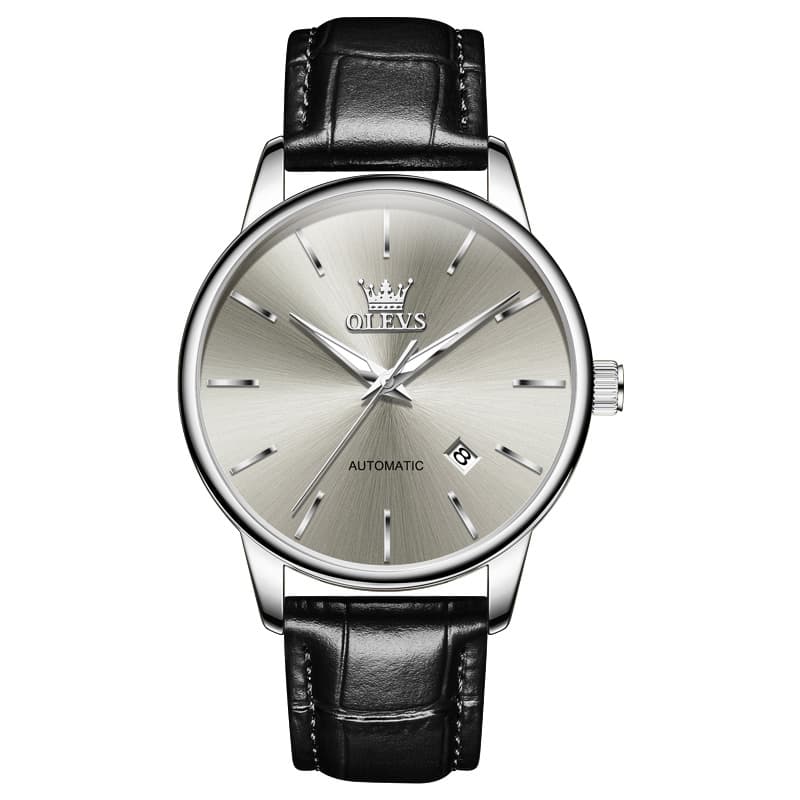 OLEVS 6725 Minimalist Leather Strap Automatic Mechanical Lightweight Watch For Men