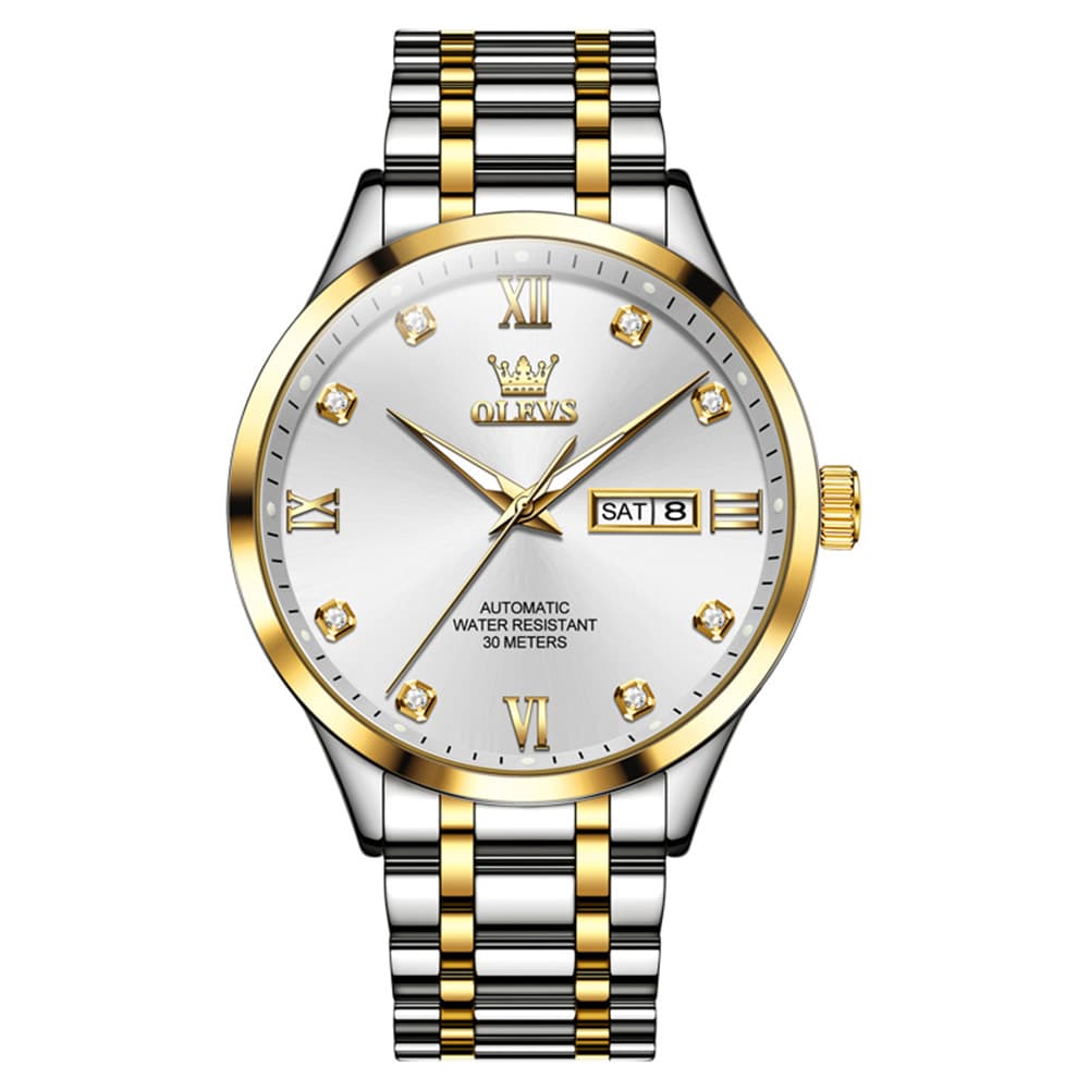 OLEVS Couple Watches Diamond Dial Automatic Mechanical Watch 9946 Steel Band for His and Hers