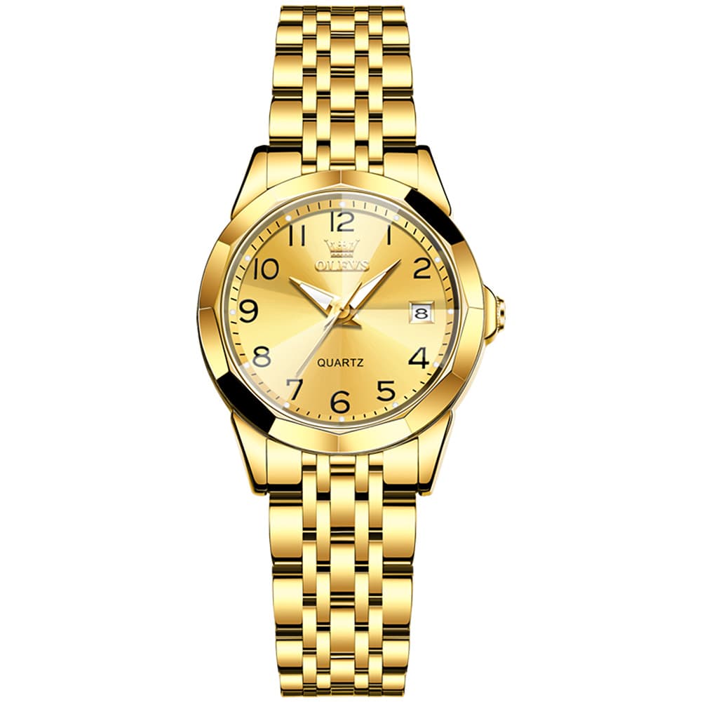 OLEVS 9970 3D Rhombic Faceted Glass Date Watch for Women