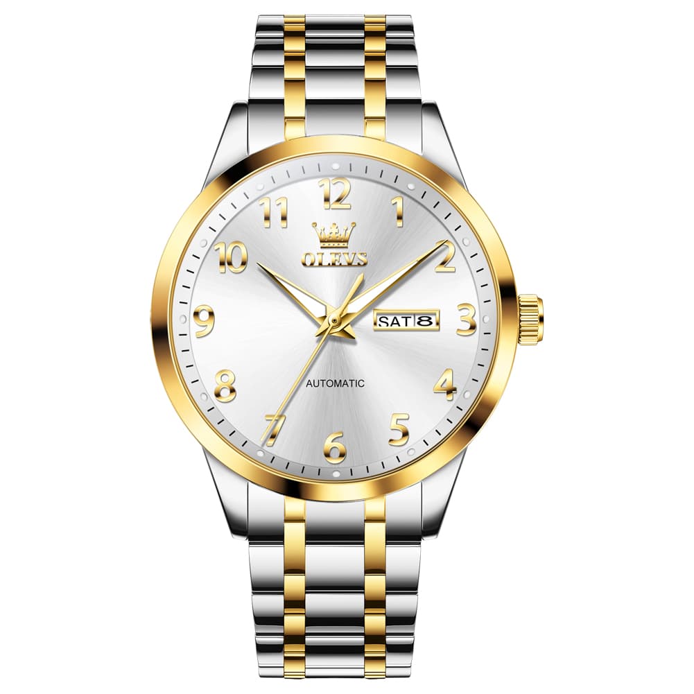 OLEVS 7078 Arabic Numeral Dual Calendar Automatic Watch For Men