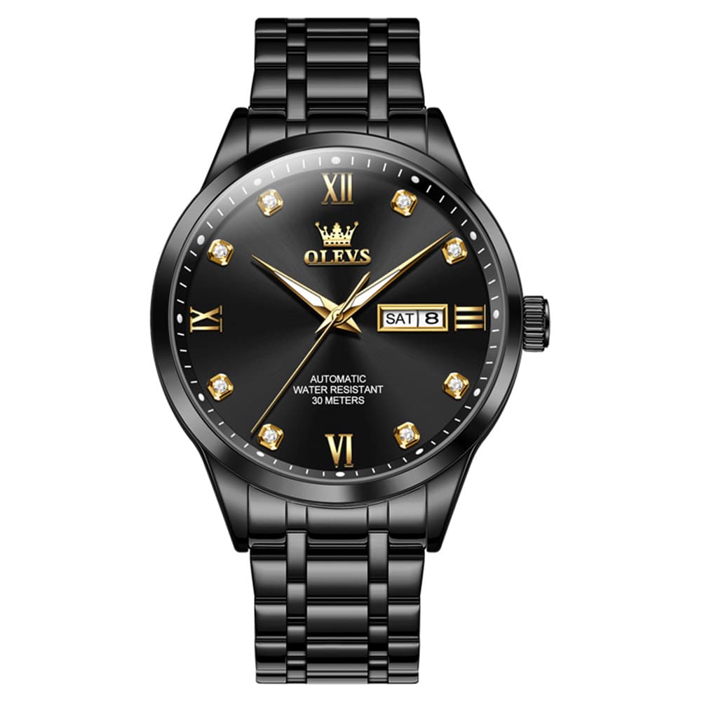 OLEVS Couple Watches Diamond Dial Automatic Mechanical Watch 9946 Steel Band for His and Hers