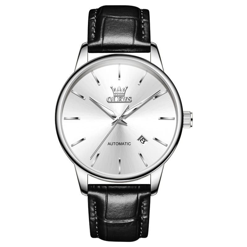 OLEVS 6725 Minimalist Leather Strap Automatic Mechanical Lightweight Watch For Men