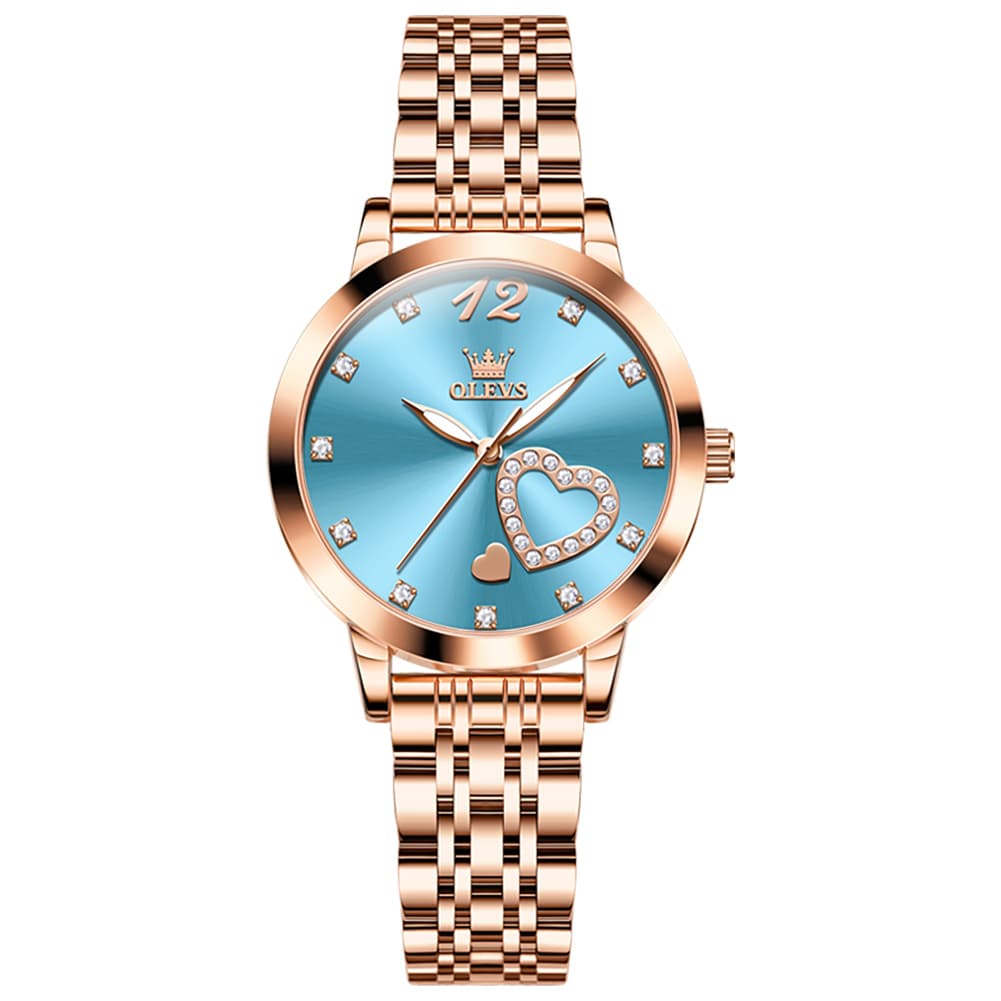 OLEVS 5189 Heart Motif Milanese Mesh Quartz Watch for Women