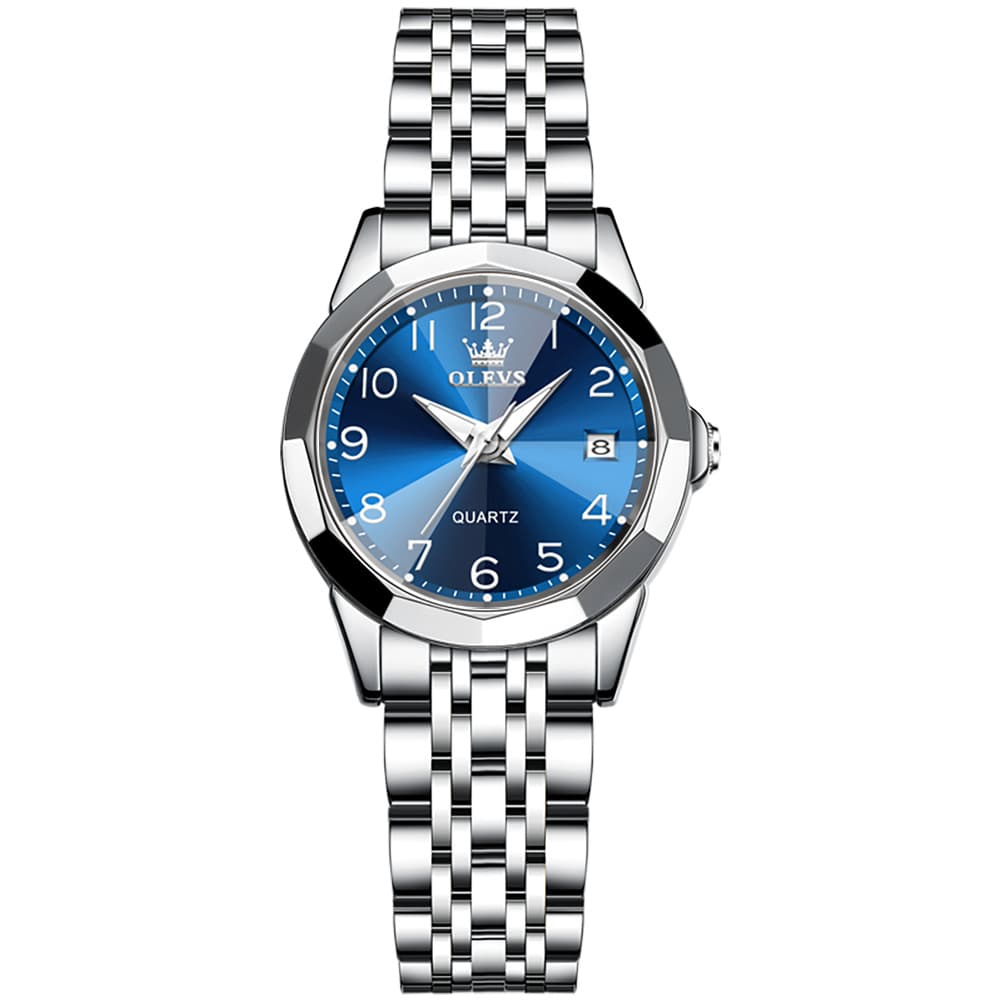 OLEVS 9970 3D Rhombic Faceted Glass Date Watch for Women