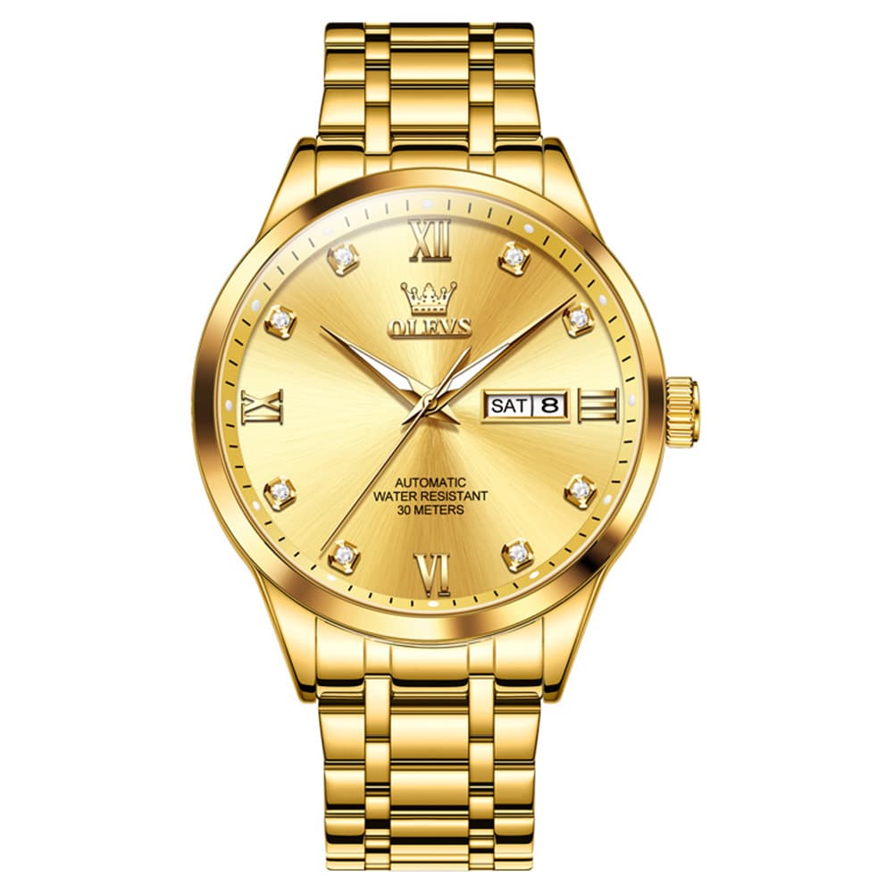 OLEVS Couple Watches Diamond Dial Automatic Mechanical Watch 9946 Steel Band for His and Hers