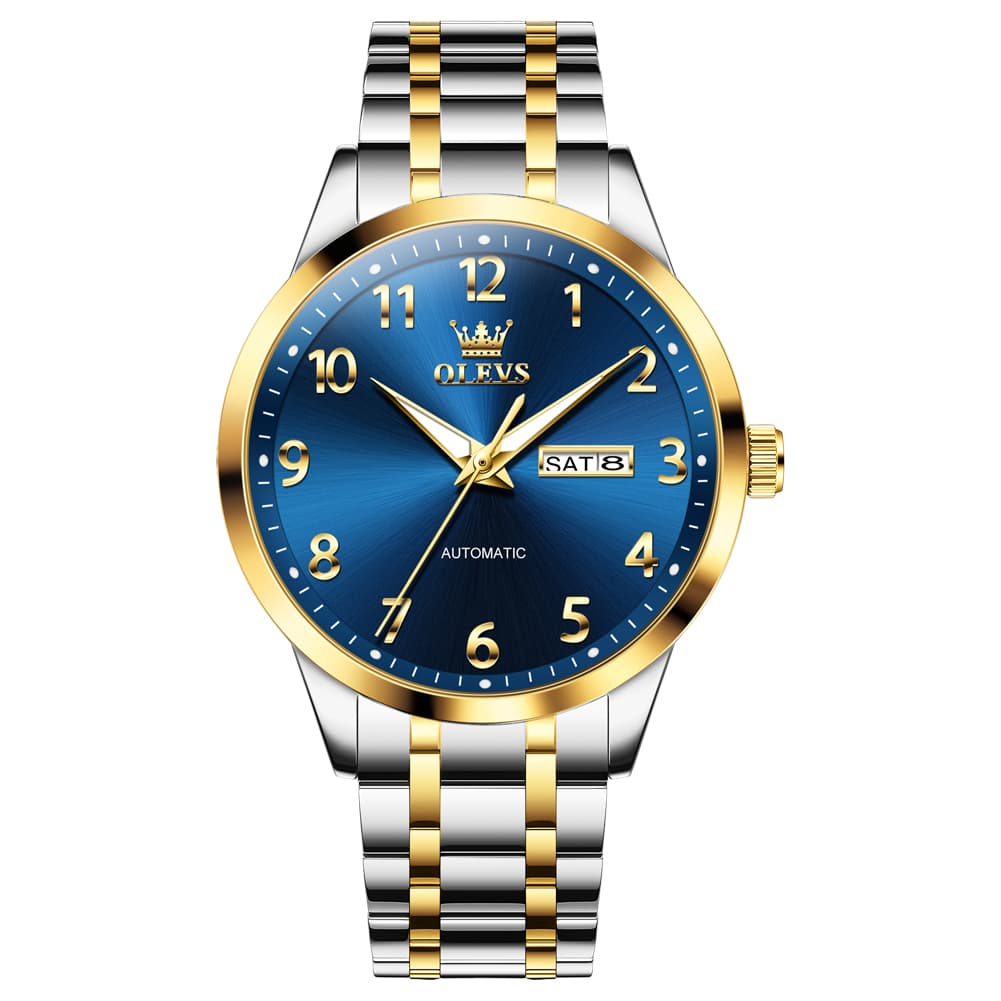 OLEVS 7078 Arabic Numeral Dual Calendar Automatic Watch For Men