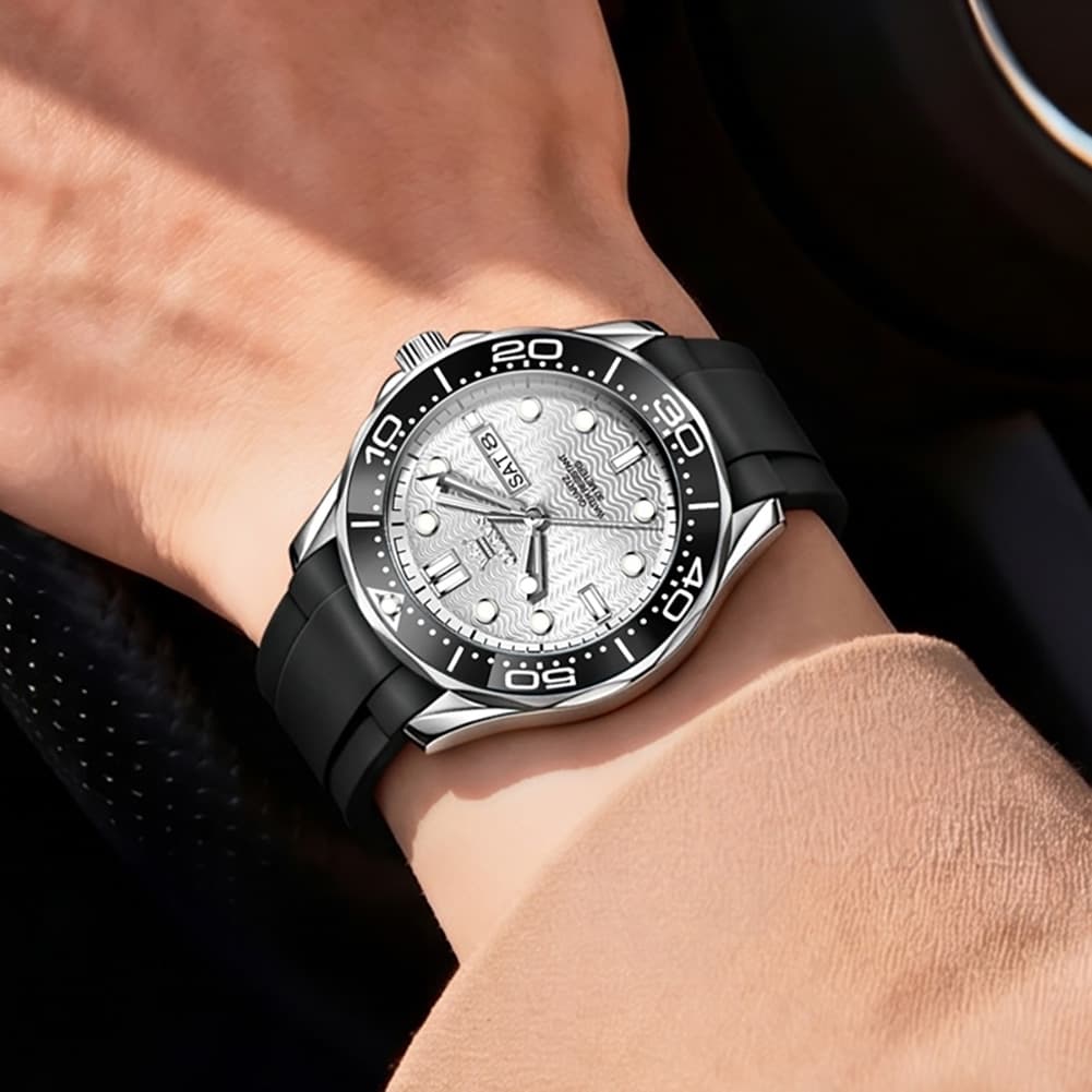 OLEVS 3738 Wave Dial Dive Style Quartz Watch for Men