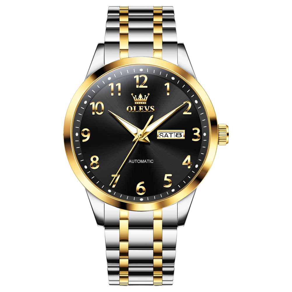 OLEVS 7078 Arabic Numeral Dual Calendar Automatic Watch For Men