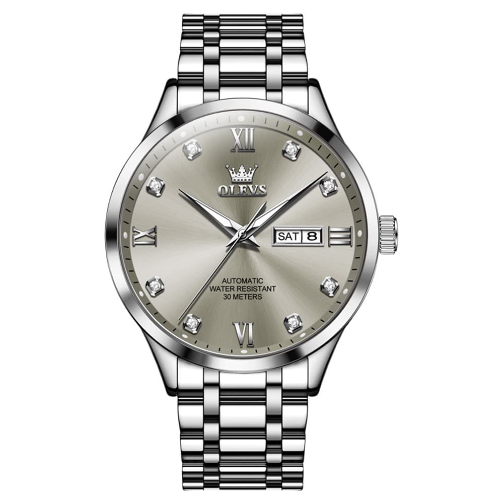 OLEVS Couple Watches Diamond Dial Automatic Mechanical Watch 9946 Steel Band for His and Hers