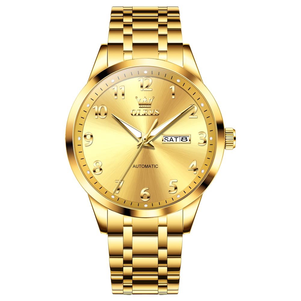 OLEVS 7078 Arabic Numeral Dual Calendar Automatic Watch For Men