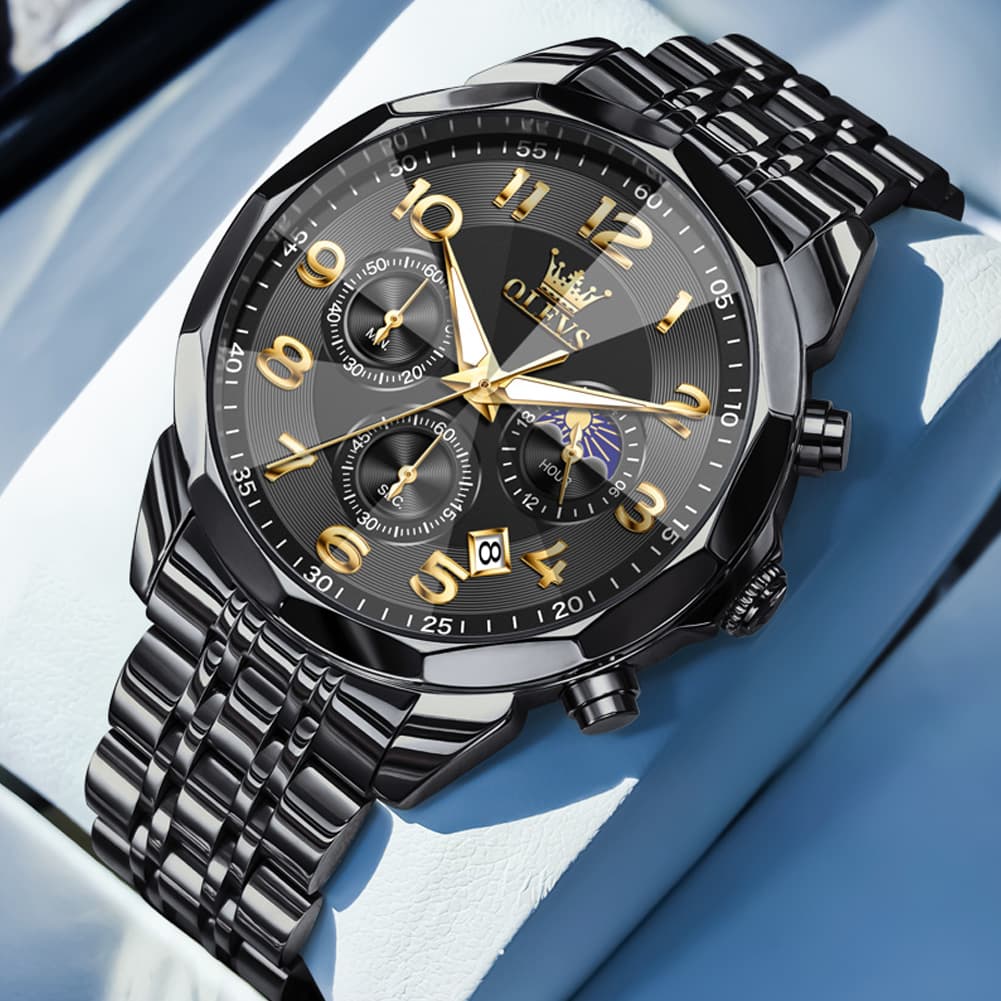 OLEVS 3676 Quartz 3D Rhombic Chronograph Watch For Men