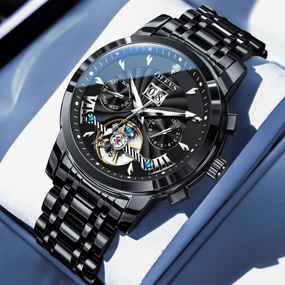 OLEVS Open Heart Multifunction Automatic Mechanical Watch 9965 Big Date for Men
