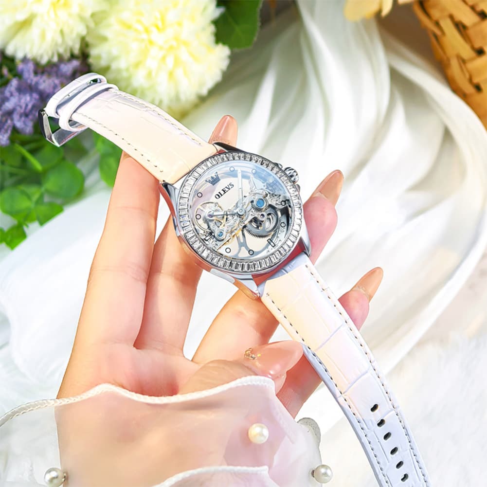 OLEVS 6699 Oversized Skeleton Mechanical Watch for Women