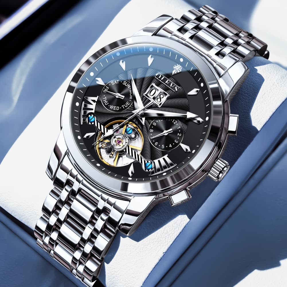 OLEVS Open Heart Multifunction Automatic Mechanical Watch 9965 Big Date for Men