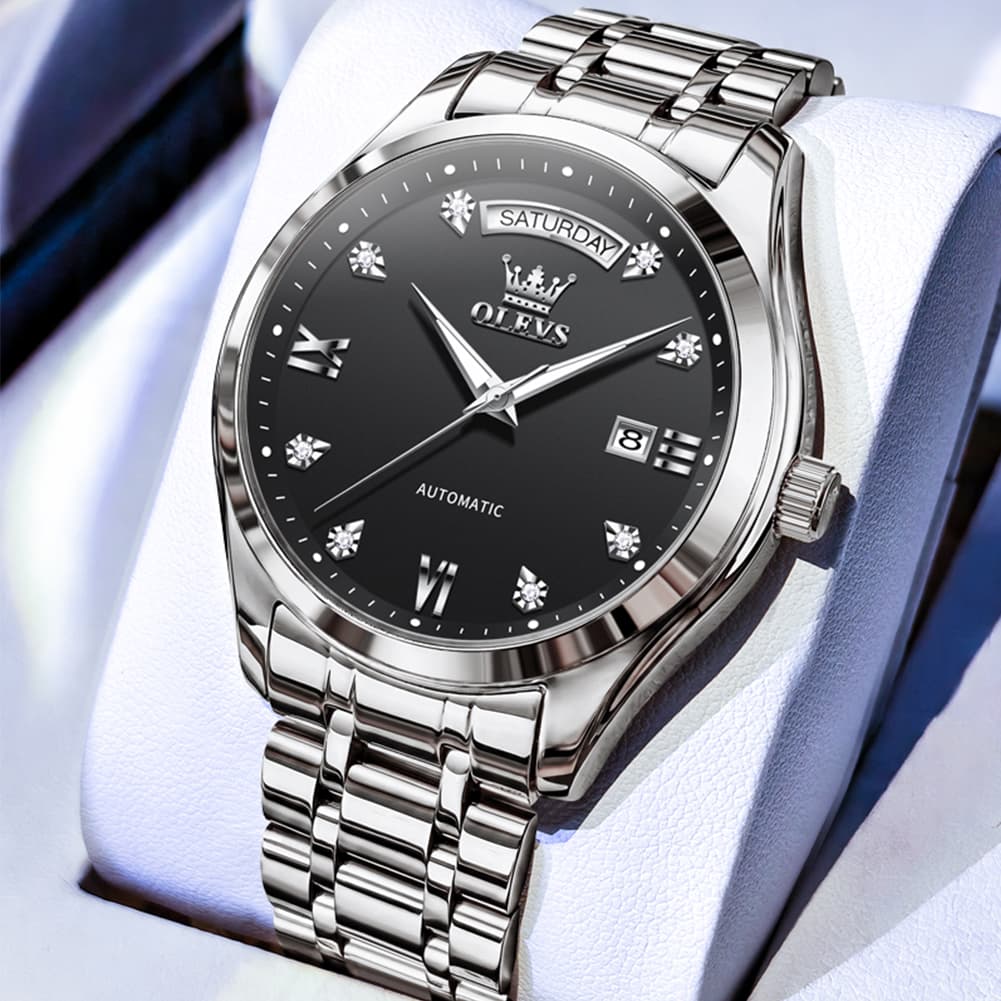 OLEVS 6752 Diamond Dial Day Date Mechanical Watch for Men