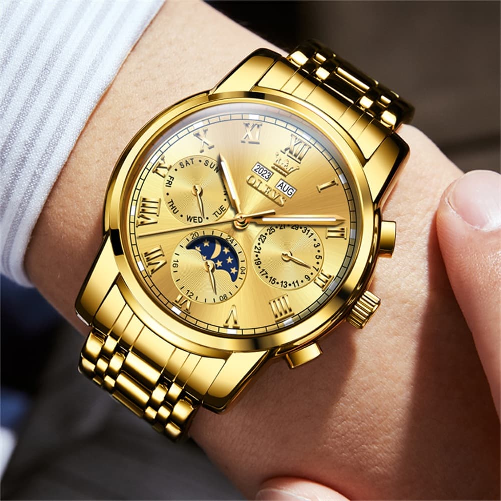 OLEVS 6692 Automatic Moon Phase Multifunction Steel Watch for Men