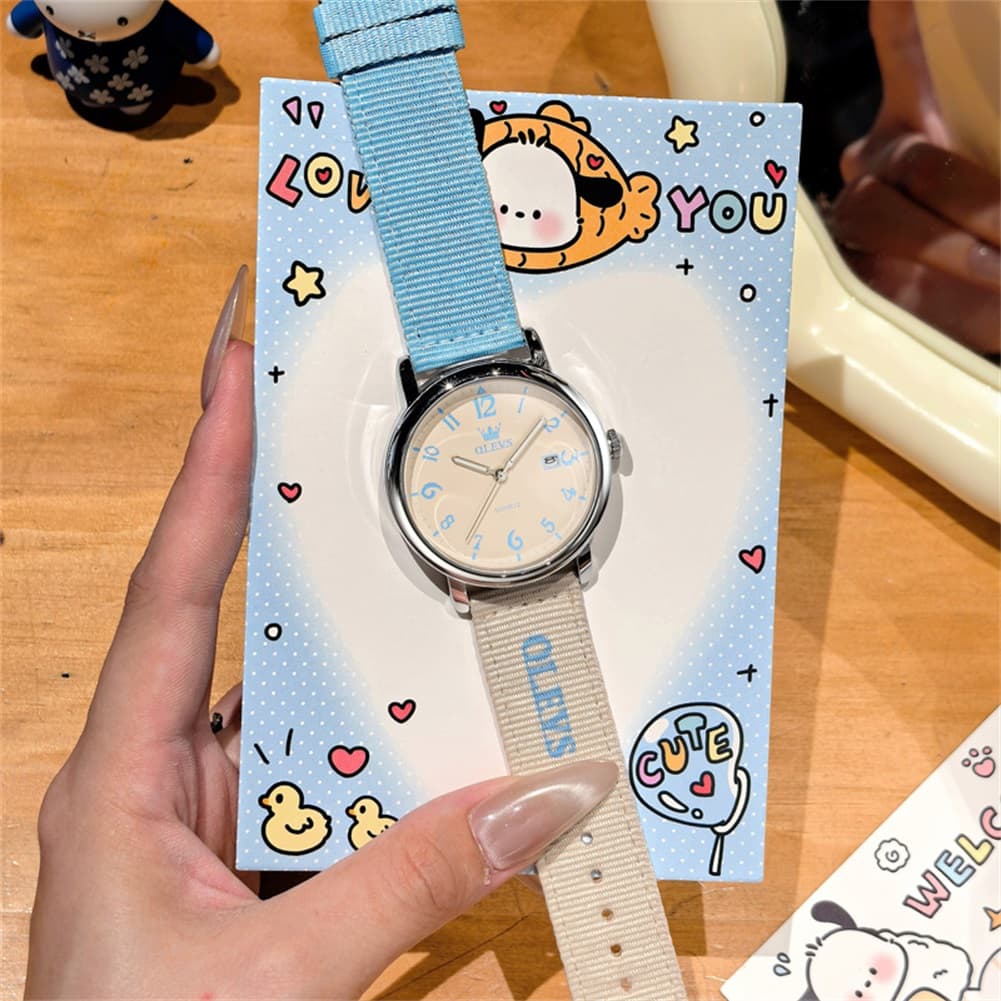 OLEVS 2991 Nylon Strap Casual Retro Quartz Watch for Men and Women