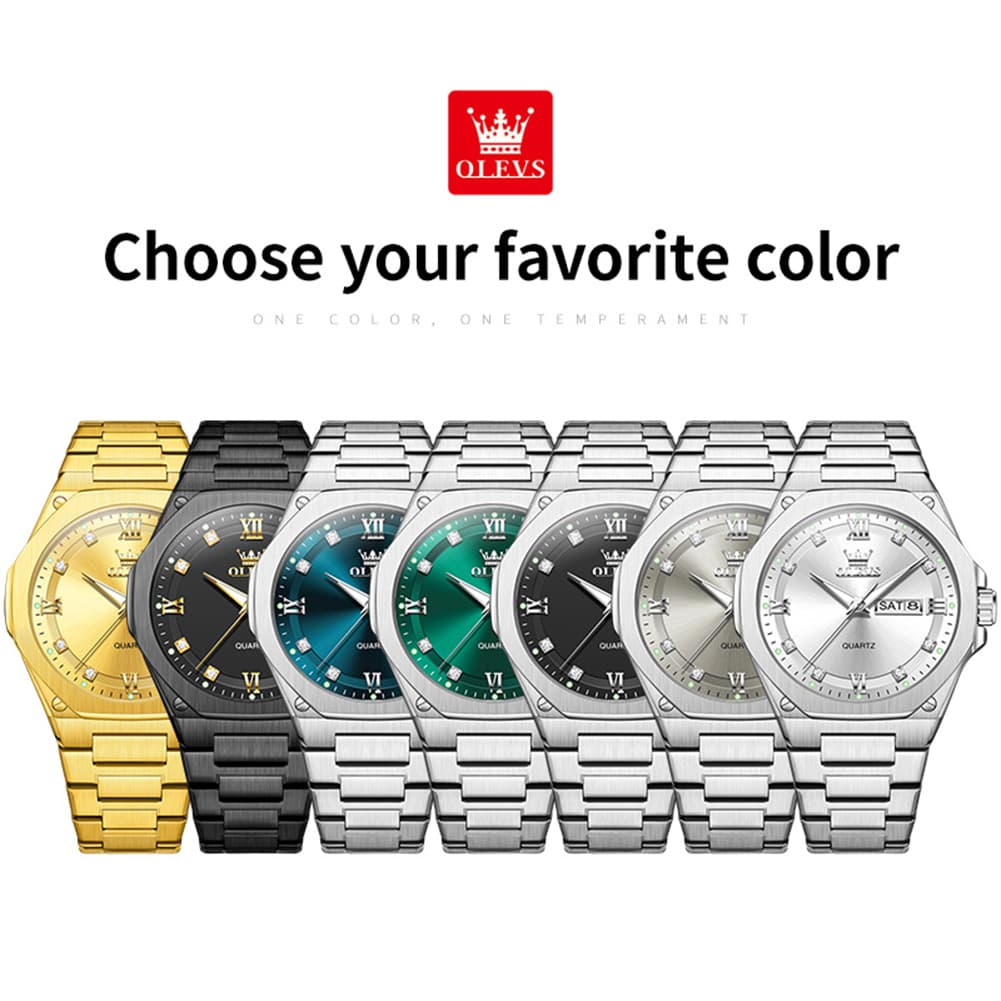 OLEVS 3736 Polygonal Diamond Quartz Watch for Men