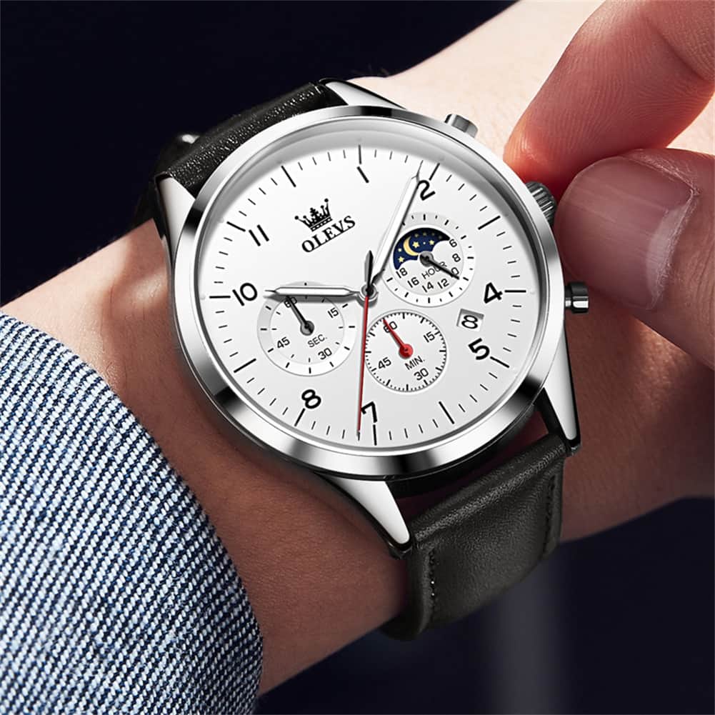 OLEVS 2882 Luxury Moon Phase Chronograph Watch for Men