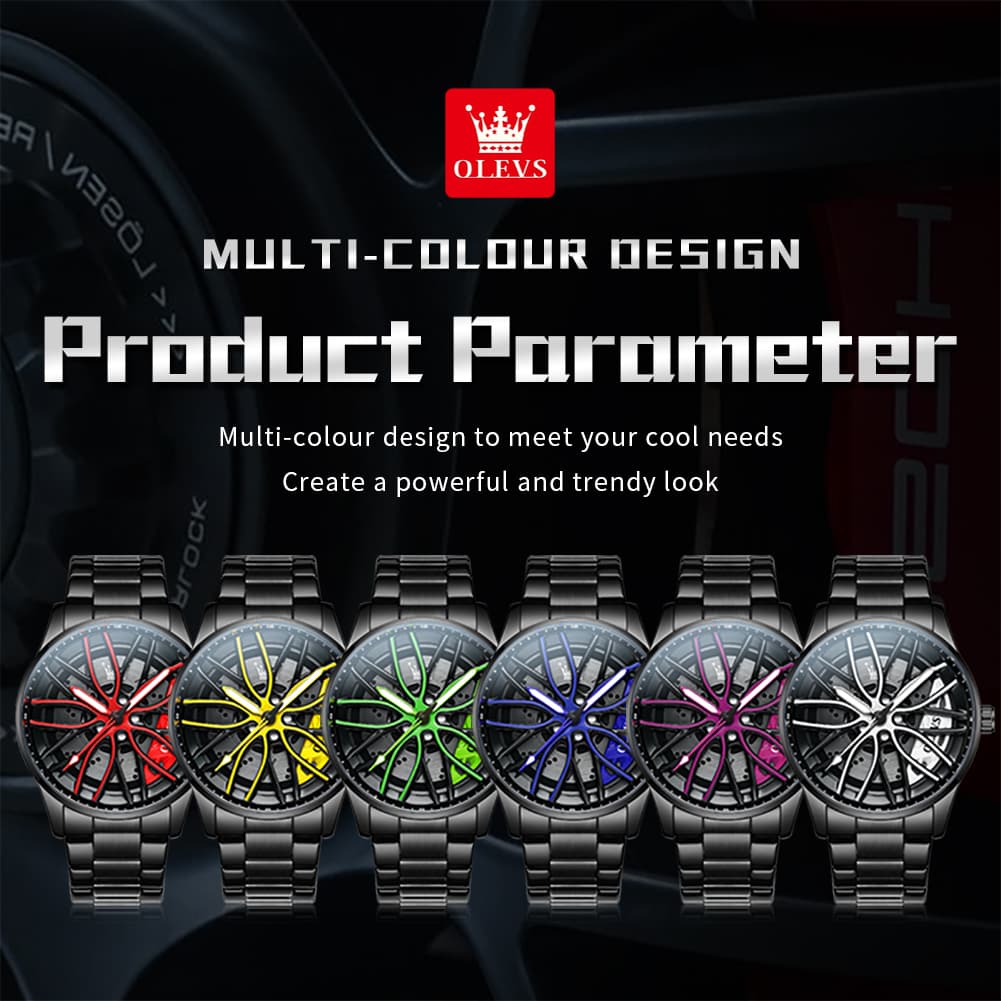 OLEVS 9937 Wheel Caliper Rim Racing Quartz Watch for Men