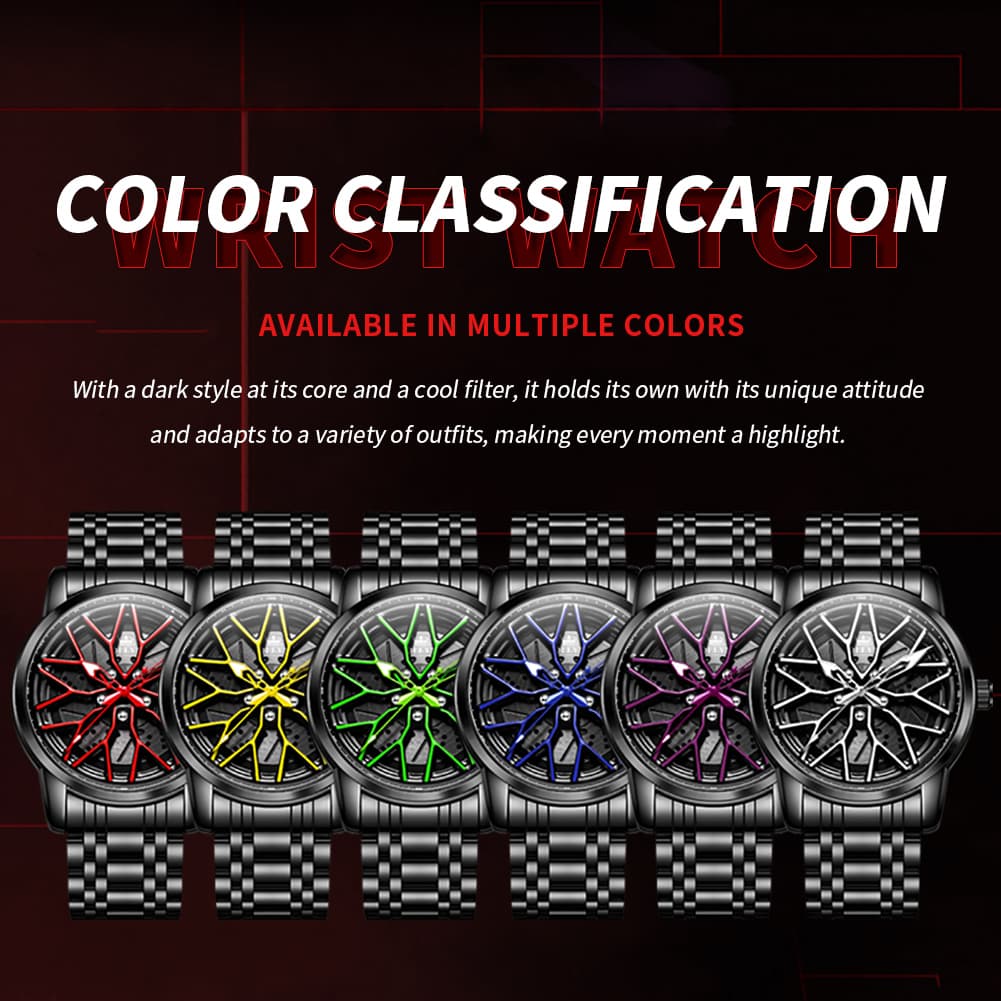 OLEVS 3701 Racing Wheel Openwork Sport Mens Quartz Watch