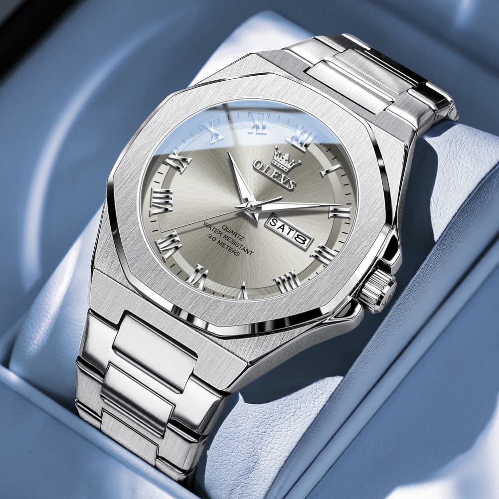 OLEVS 3727 Geometric Luminous Quartz Watch for Men