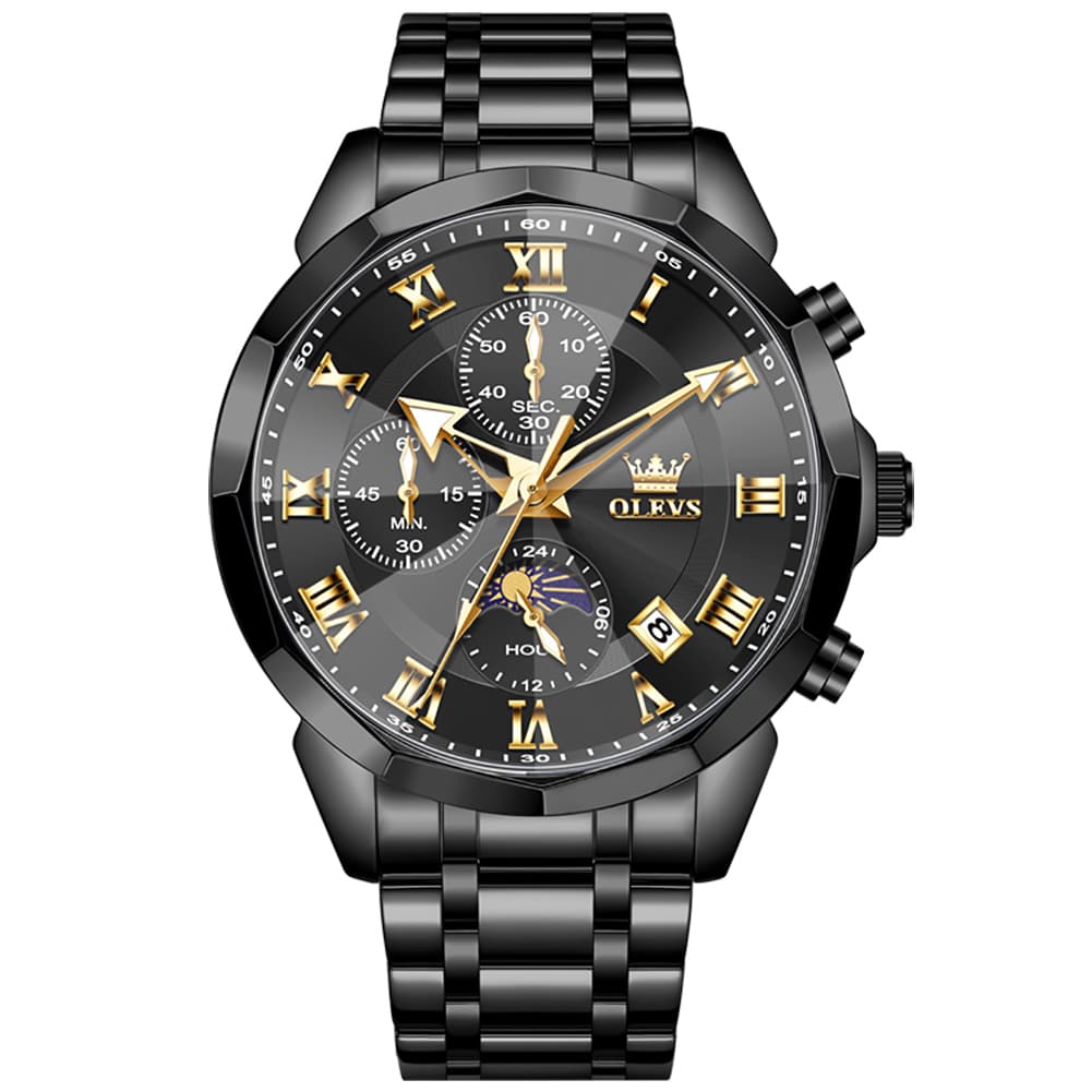 OLEVS 3675 Quartz 3D Rhombic Roman Chronograph Watch For Men