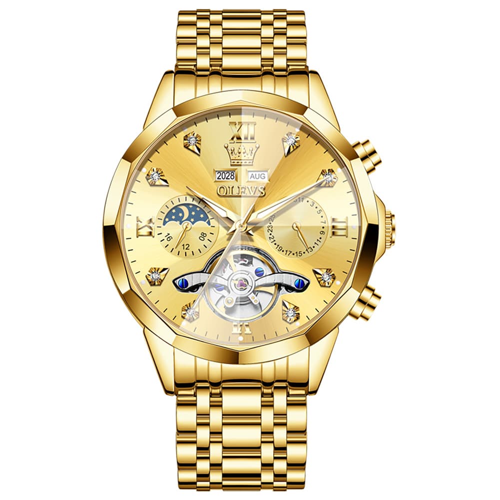 OLEVS 6621 3D Faceted Mirror Mechanical Watch for Men
