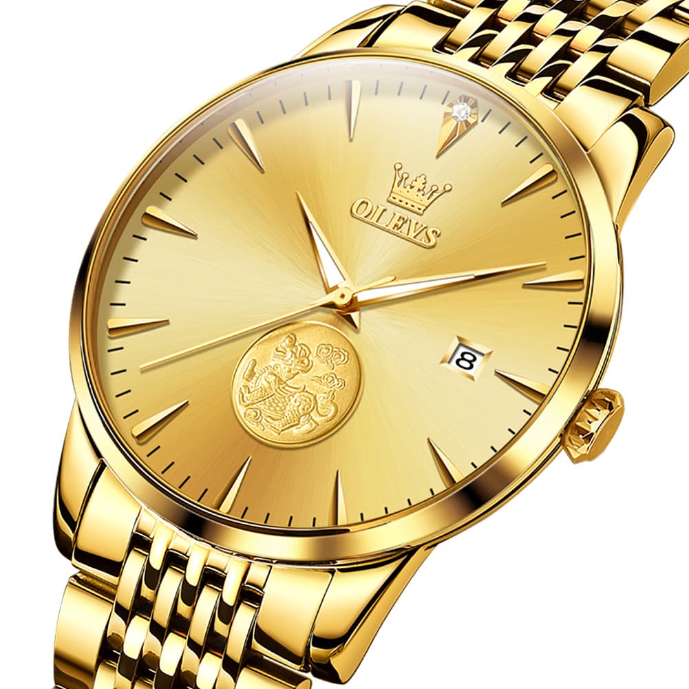 OLEVS 6665 Stainless Steel Pi Xiu Lucky Mechanical Watch for Men