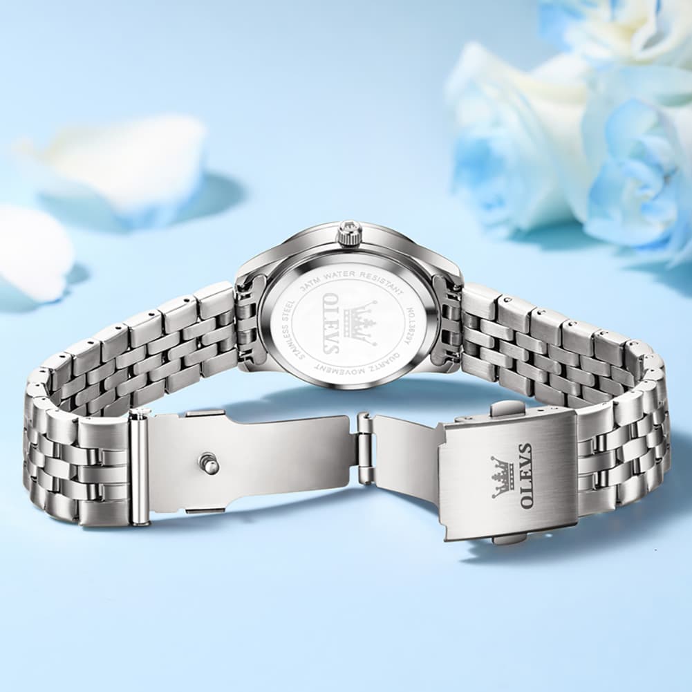 OLEVS 3629NN Diamond Bezel Quartz Steel Watch for Women