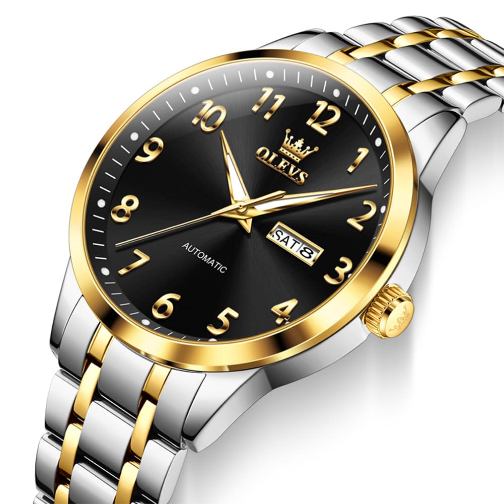 OLEVS 7078 Arabic Numeral Dual Calendar Automatic Watch For Men