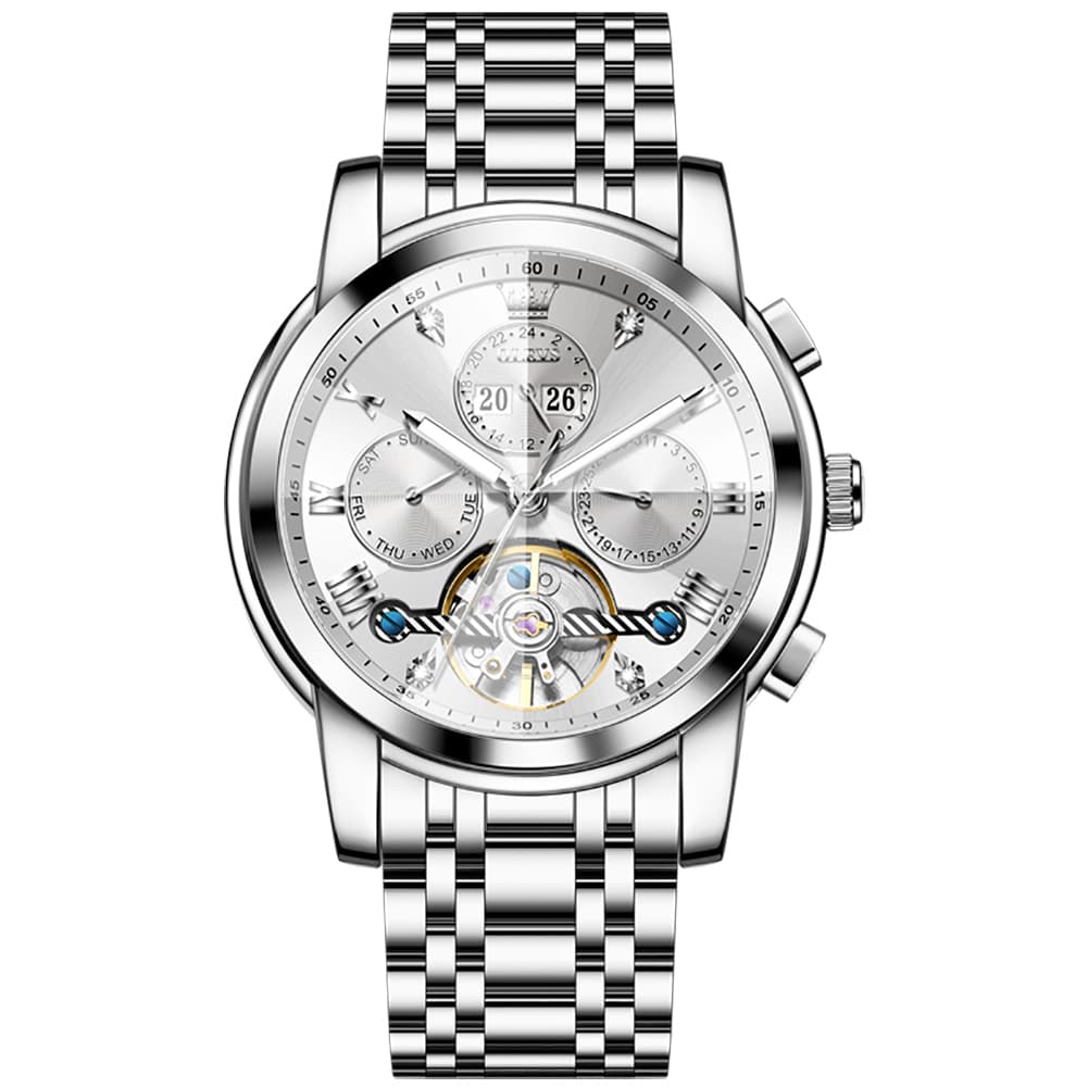 OLEVS 3D Diamond Cut Skeleton Automatic Watch 7121 for Men