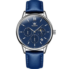 OLEVS 2922 Moon Phase Leather Dress Watch For Men